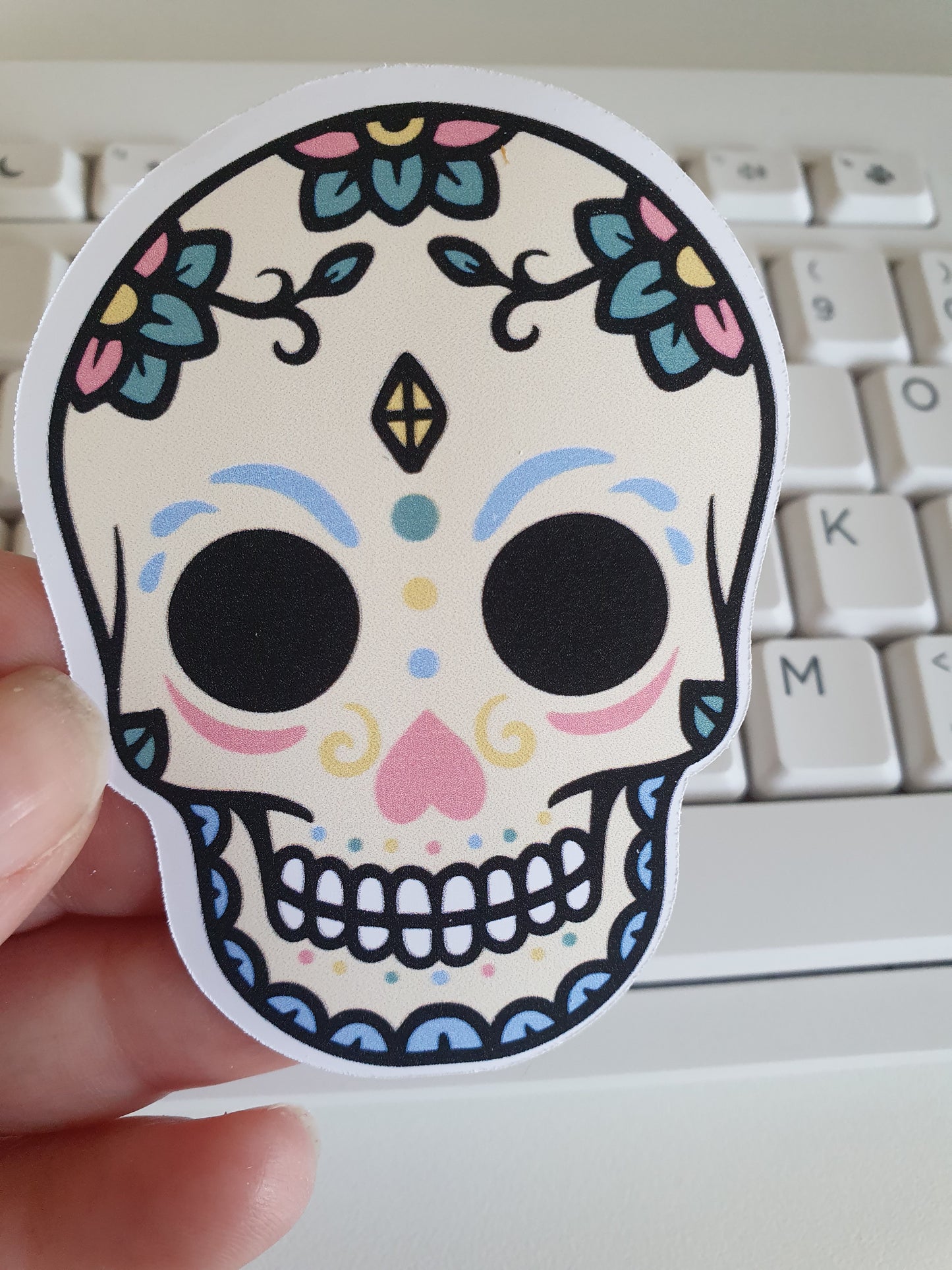 Sugar Skull Vinyl Die Cut Sticker