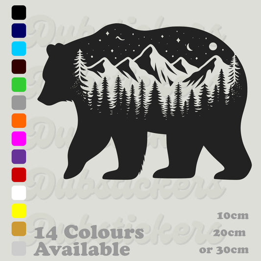 Bear with Moutains & Stars Decal