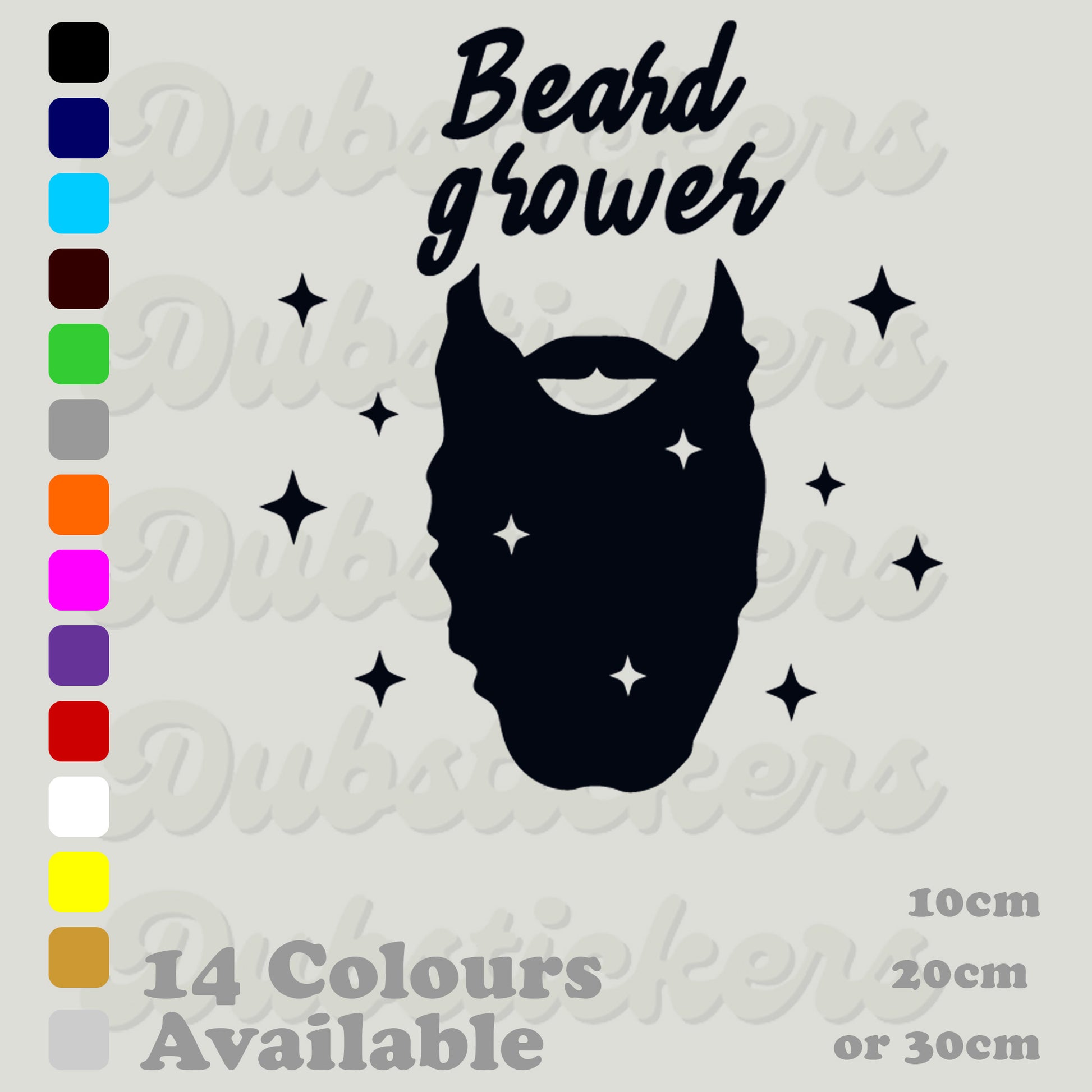 Beard with stars and the words beard grower