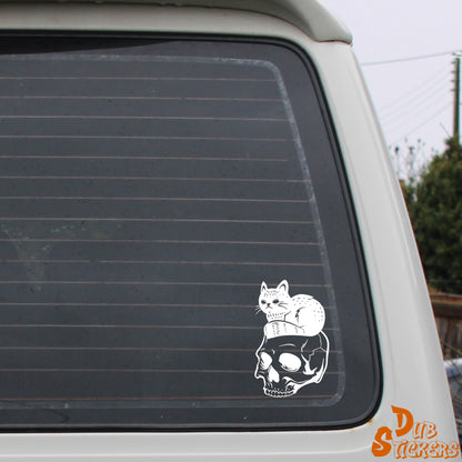 Cat on a Skull Decal