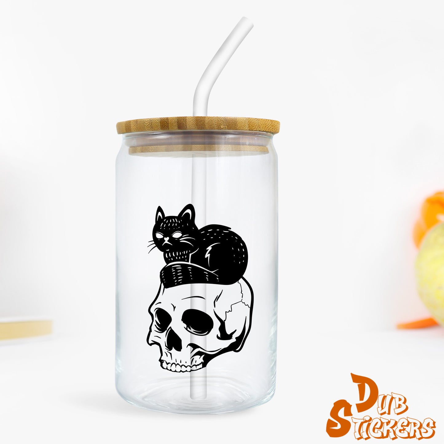 Cat on a Skull Decal