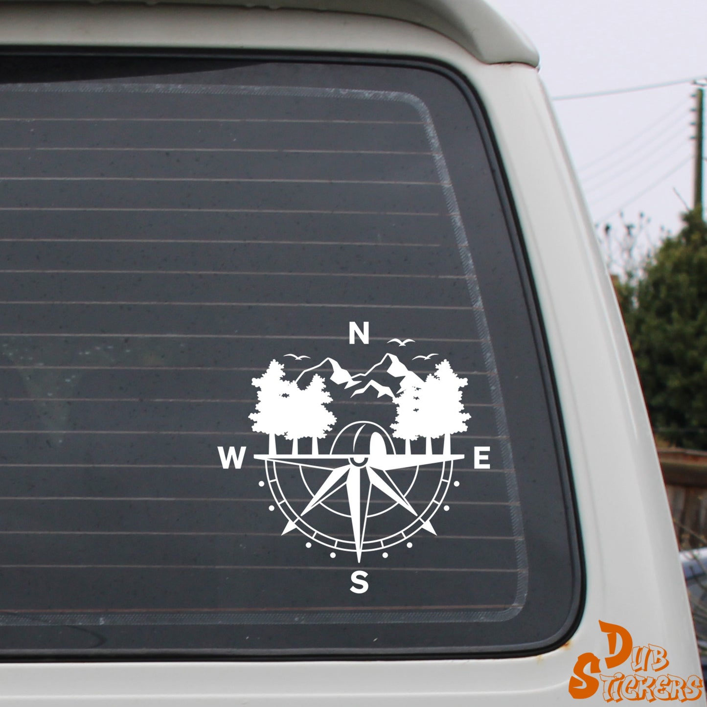 Compass With Trees & Tent Decal