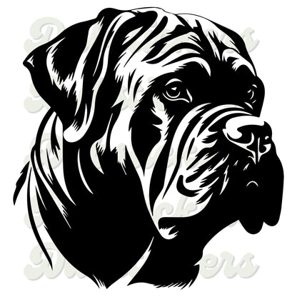 Dogue De Bordeaux Dog Head Decal