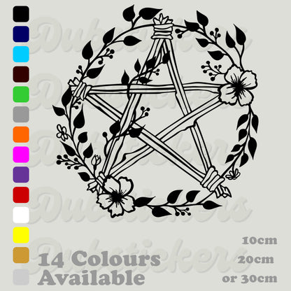 Pentagram with Flowers Decal