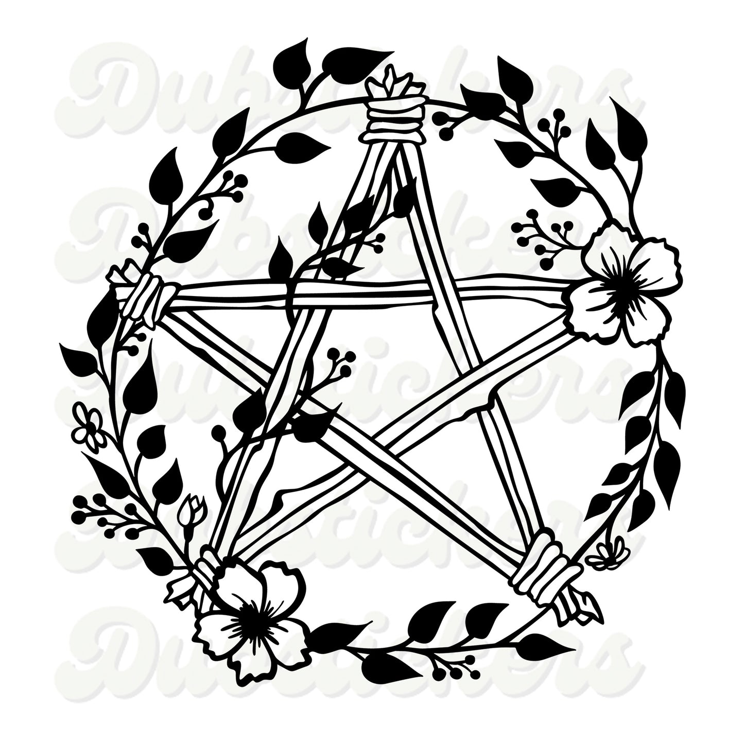 Pentagram with Flowers Decal