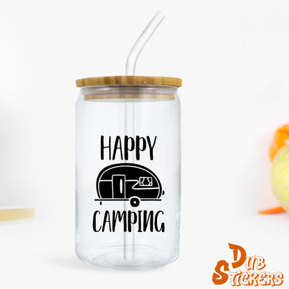 Happy Camping Decal Vinyl Waterpoof Sticker Campervan Laptop Window