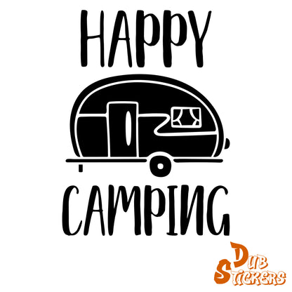 Happy Camping Decal Vinyl Waterpoof Sticker Campervan Laptop Window