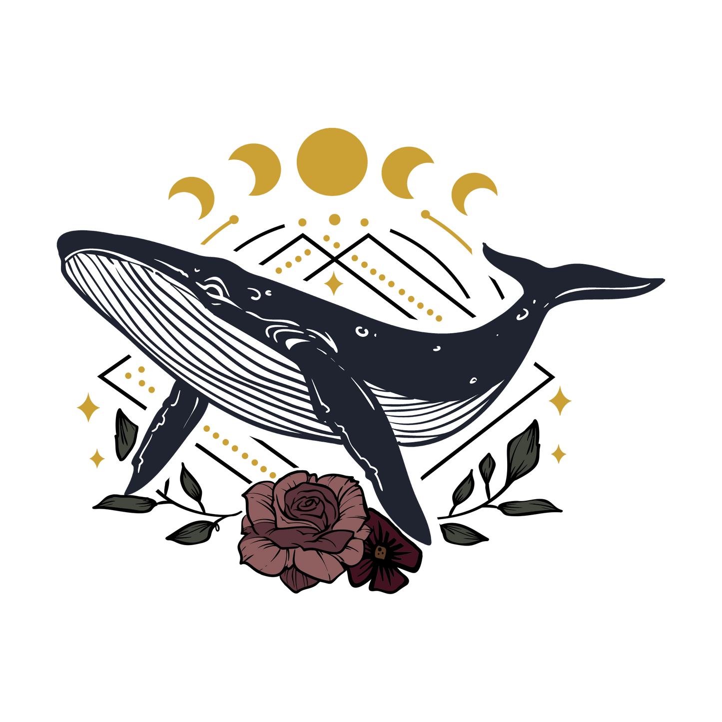 Magic Whale Moon Phases Vinyl Sticker Magick Dark Academia Fairy Witch