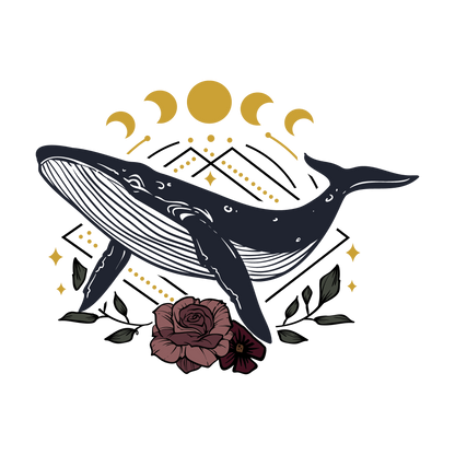 Magic Whale Moon Phases Vinyl Sticker Magick Dark Academia Fairy Witch