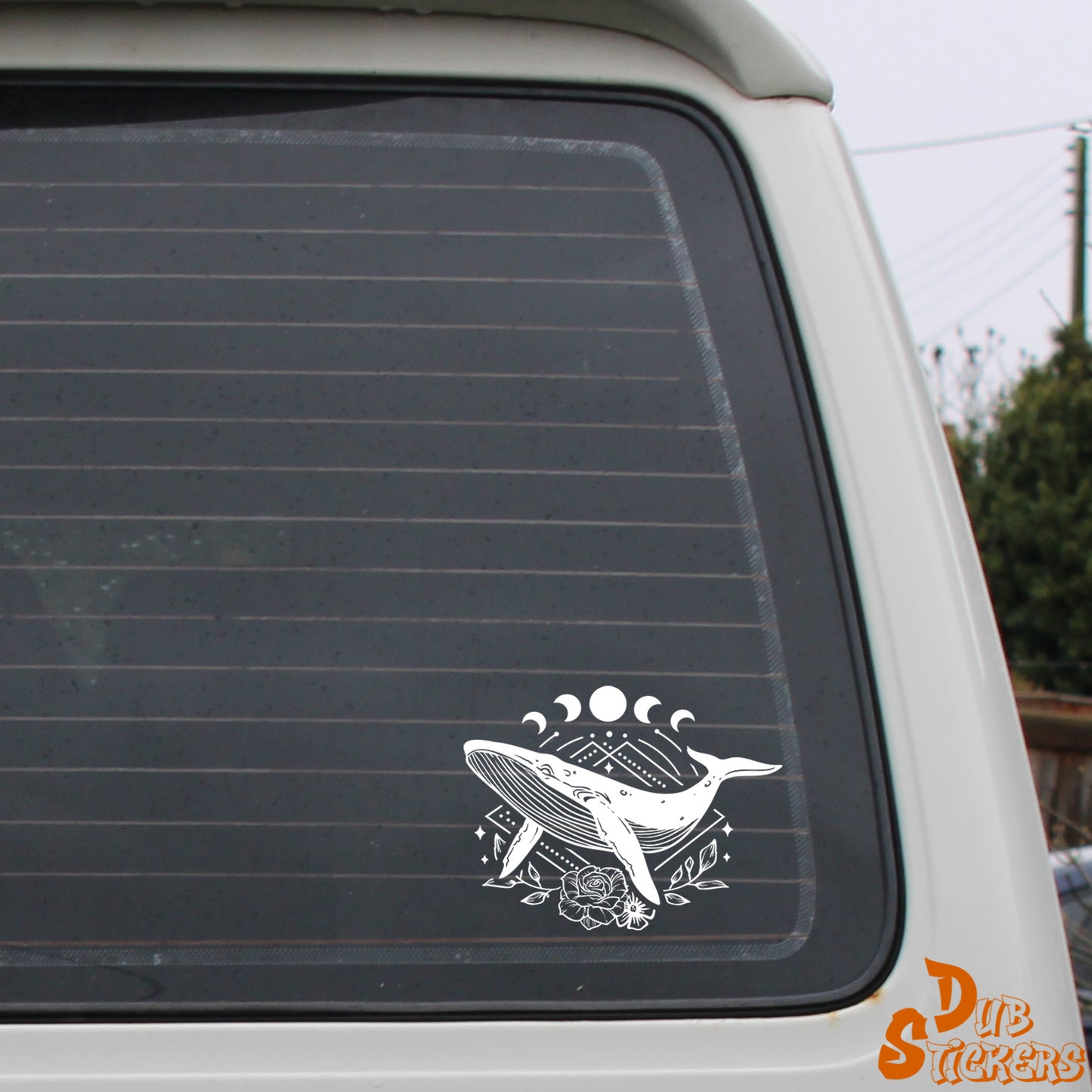 Magical Whale Moon Phases Decal Vinyl Waterpoof Sticker Campervan Laptop Window