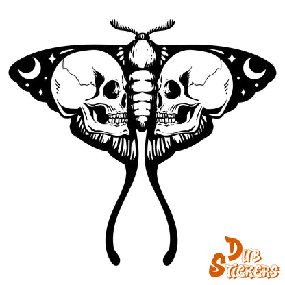 Gothic Skull Moth Decal Vinyl Waterpoof Sticker Campervan Laptop Window