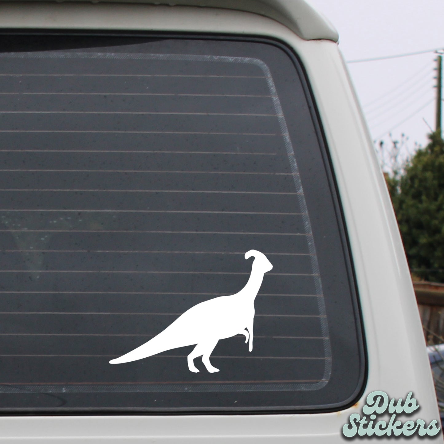 Parasaurolophus Dinosaur Silhouette Decal Vinyl Waterpoof Sticker Campervan Laptop Window