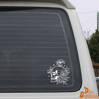 Skull with Flowers Decal Vinyl Waterpoof Sticker Campervan Laptop Window