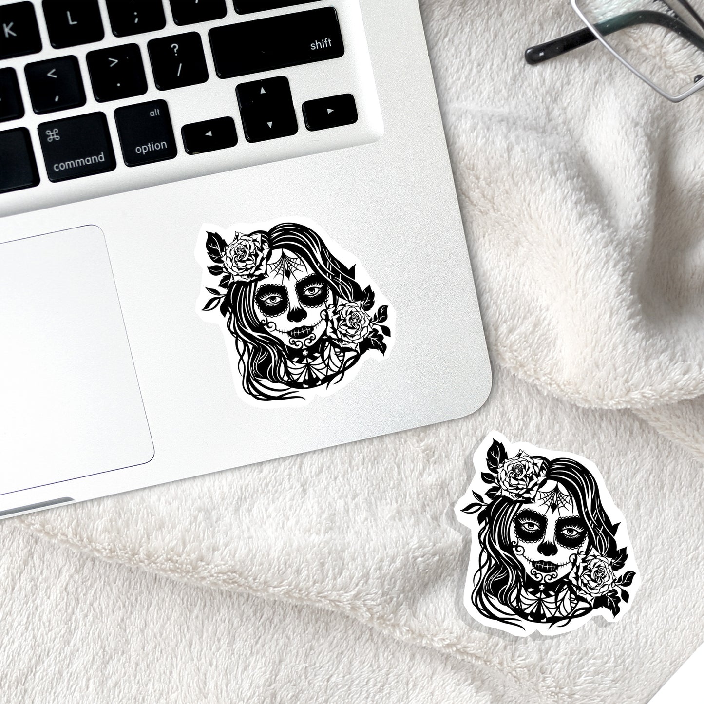 Sugar Skull Girl Vinyl Sticker Magick Dark Academia Fairy Witch