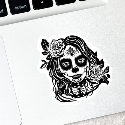 Sugar Skull Girl Vinyl Sticker Magick Dark Academia Fairy Witch