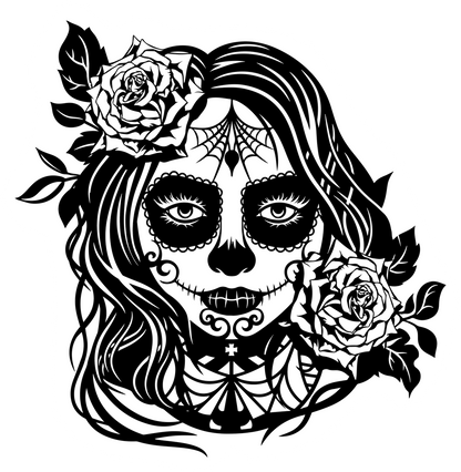 Sugar Skull Girl Vinyl Sticker Magick Dark Academia Fairy Witch