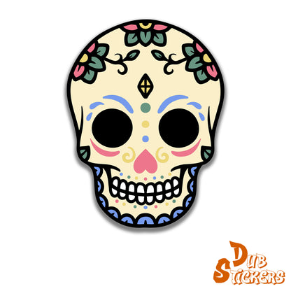 Sugar Skull Vinyl Die Cut Sticker