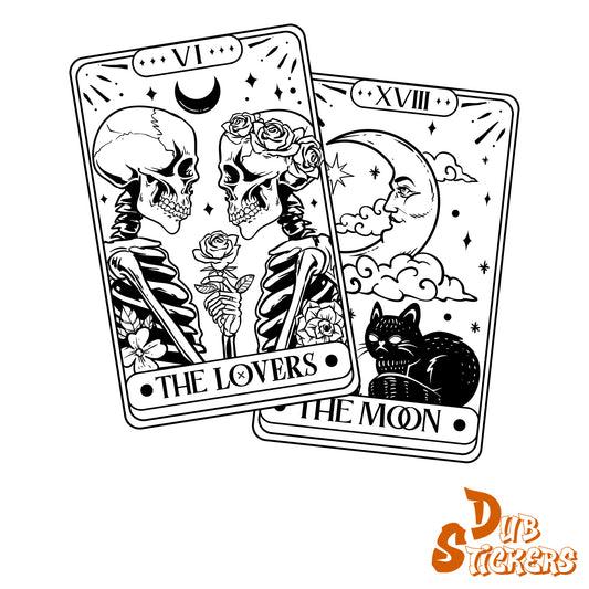 The Lovers & The Moon Tarot Card Decal Vinyl Waterpoof Sticker Campervan Laptop Window