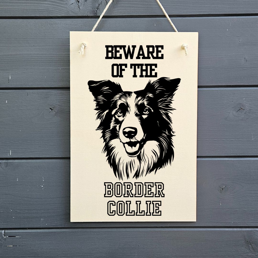 Beware Of Border Collie Wooden Sign