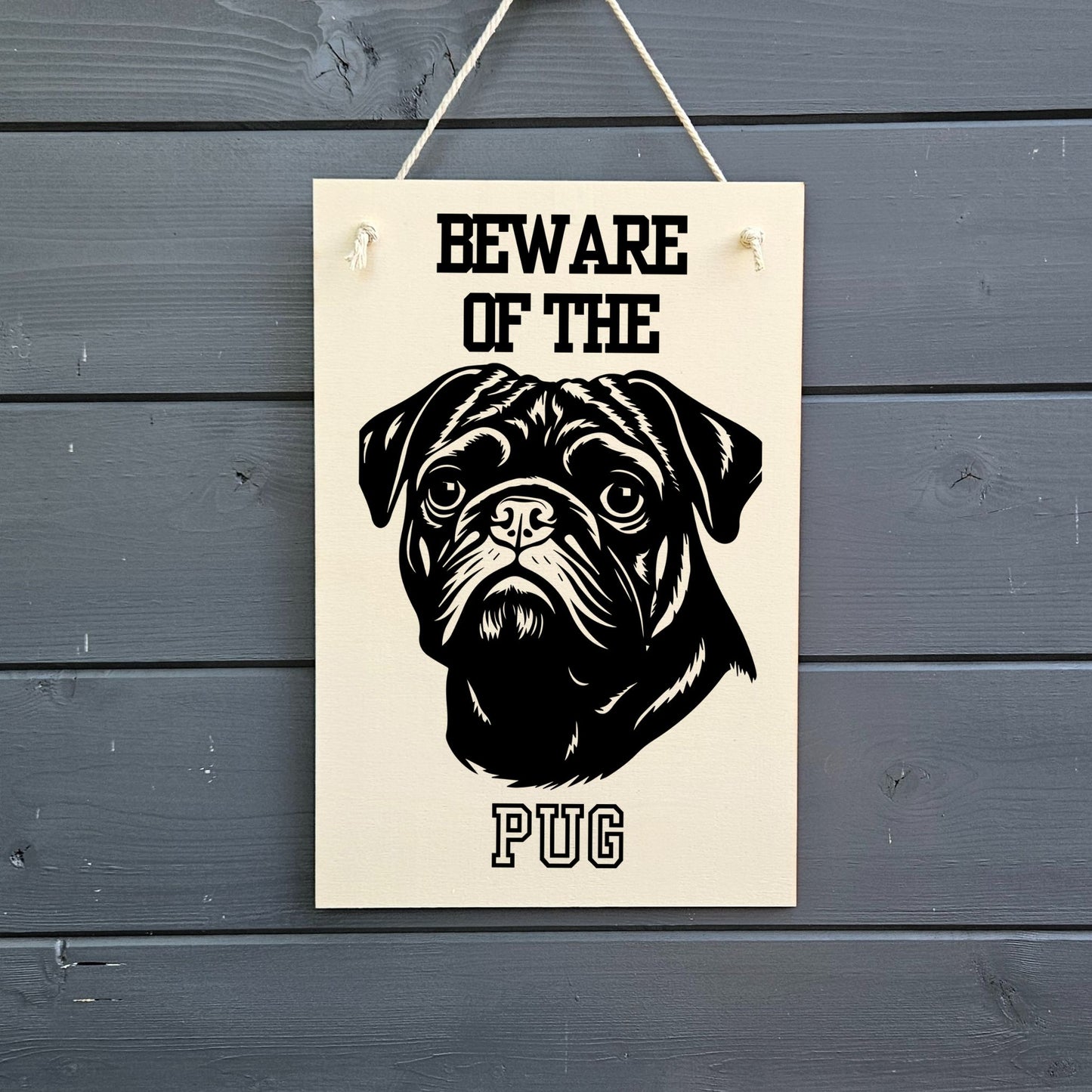 Beware Of Pug Wooden Sign