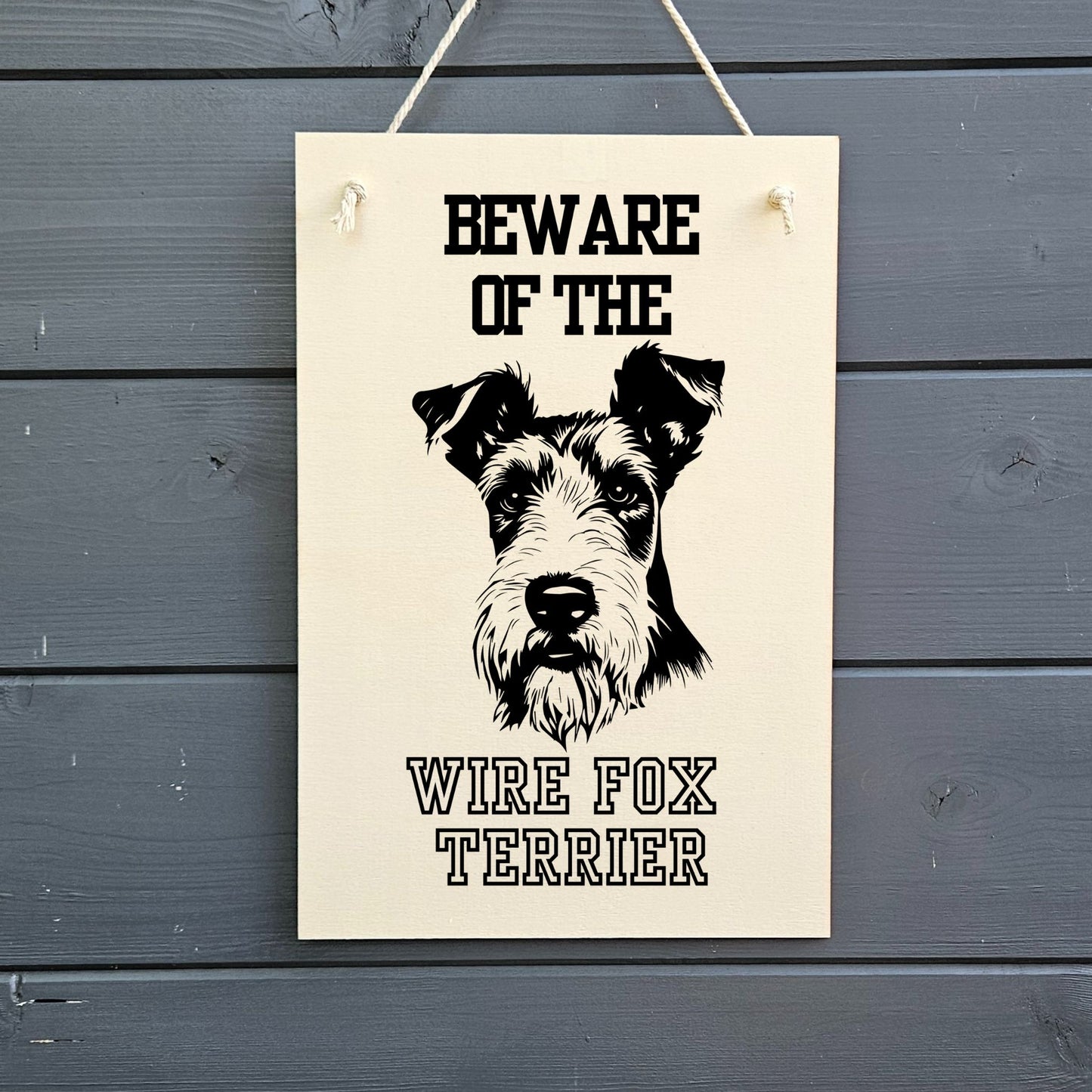 Beware of Wire Fox Terrier Wooden Sign