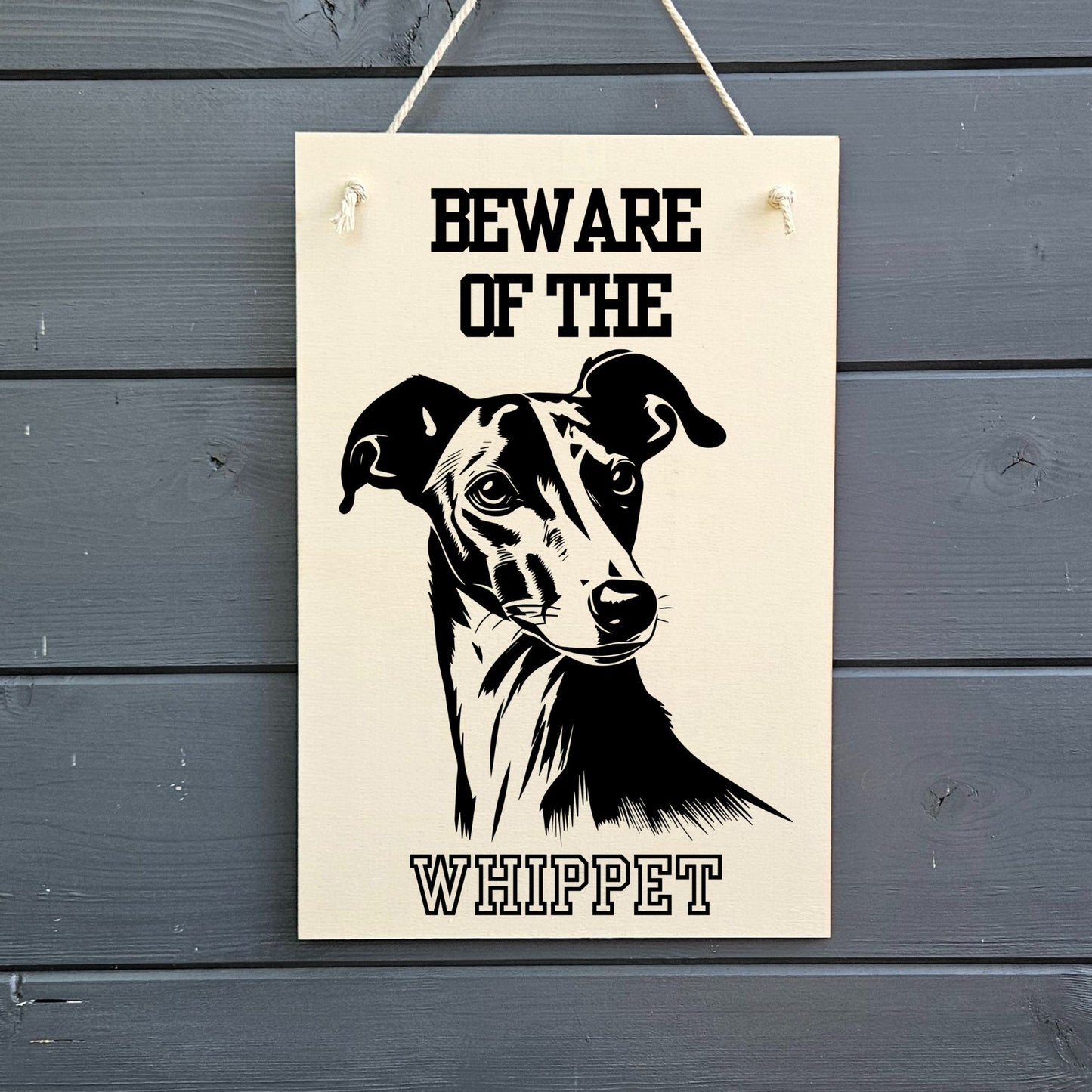 Beware Of Whippet Wooden Sign