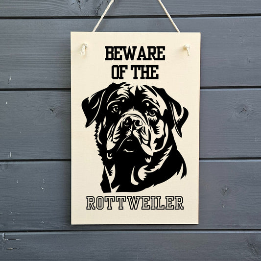 Beware Of Rottweiler Wooden Sign