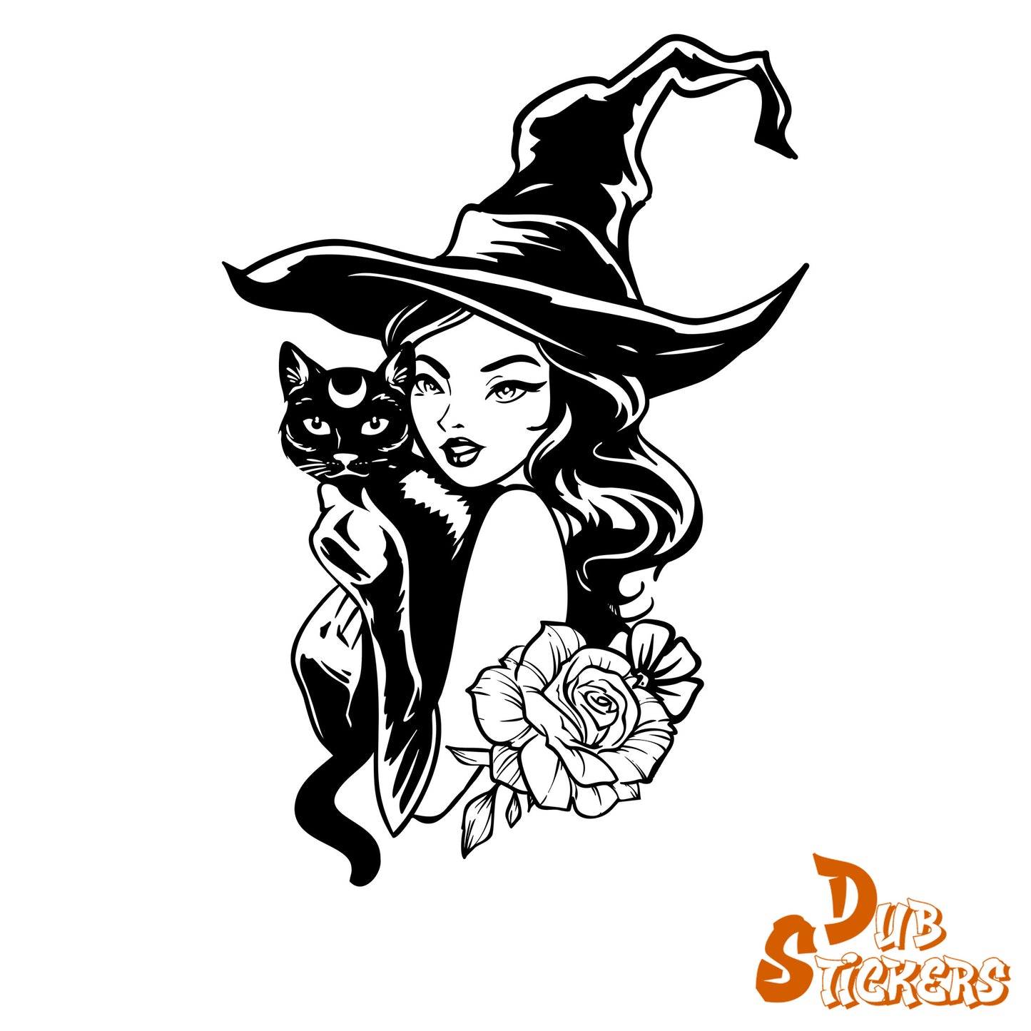 Witch & Black Cat Decal Vinyl Waterpoof Sticker Campervan Laptop Window