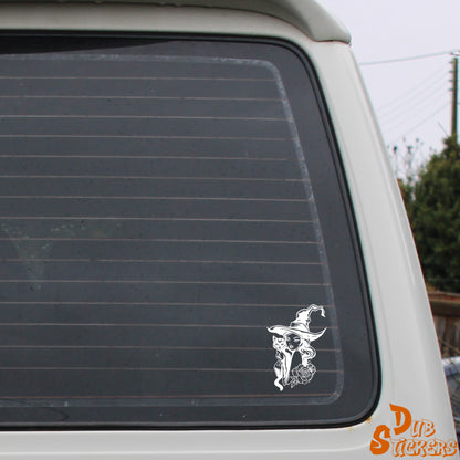 Witch & Black Cat Decal Vinyl Waterpoof Sticker Campervan Laptop Window