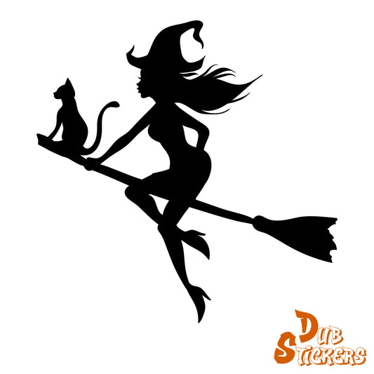 Witch on a Broomstick Decal Vinyl Waterpoof Sticker Campervan Laptop Window