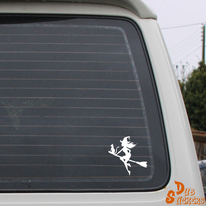 Witch on a Broomstick Decal Vinyl Waterpoof Sticker Campervan Laptop Window