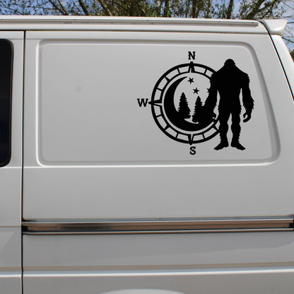 Bigfoot Compass Moon Forest Decal Vinyl Waterpoof Sticker