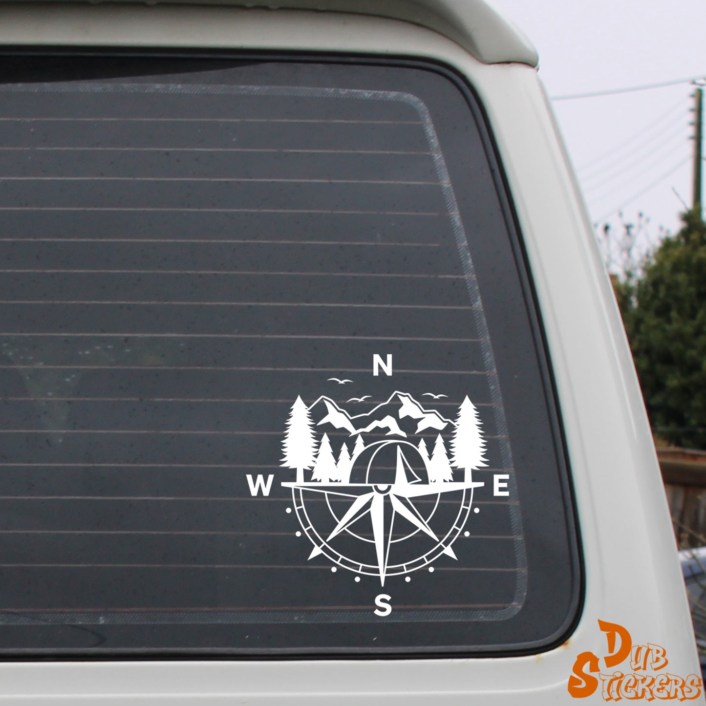 Compass With Mountains & Tent Decal