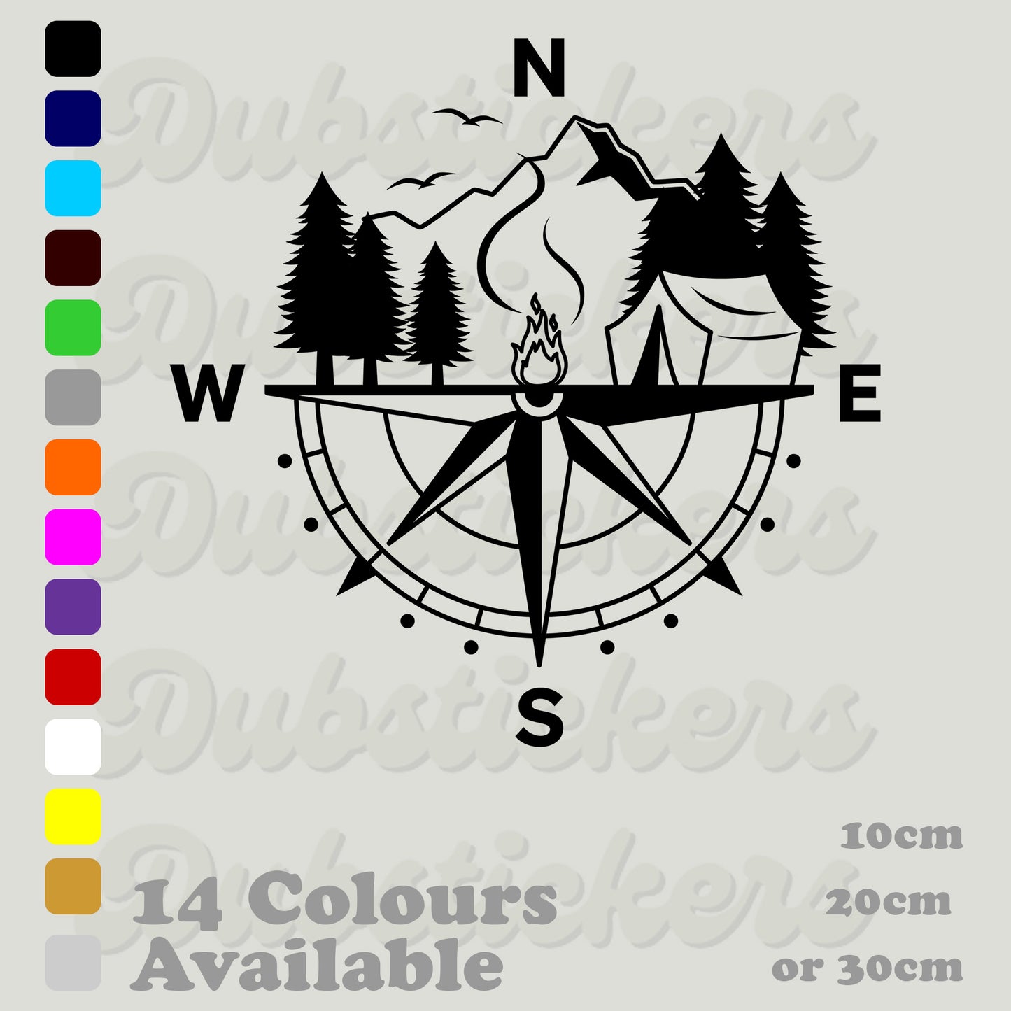 Compass With Mountains Decal