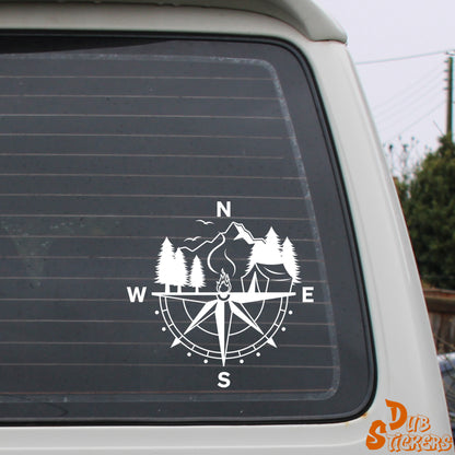 Compass With Mountains Decal