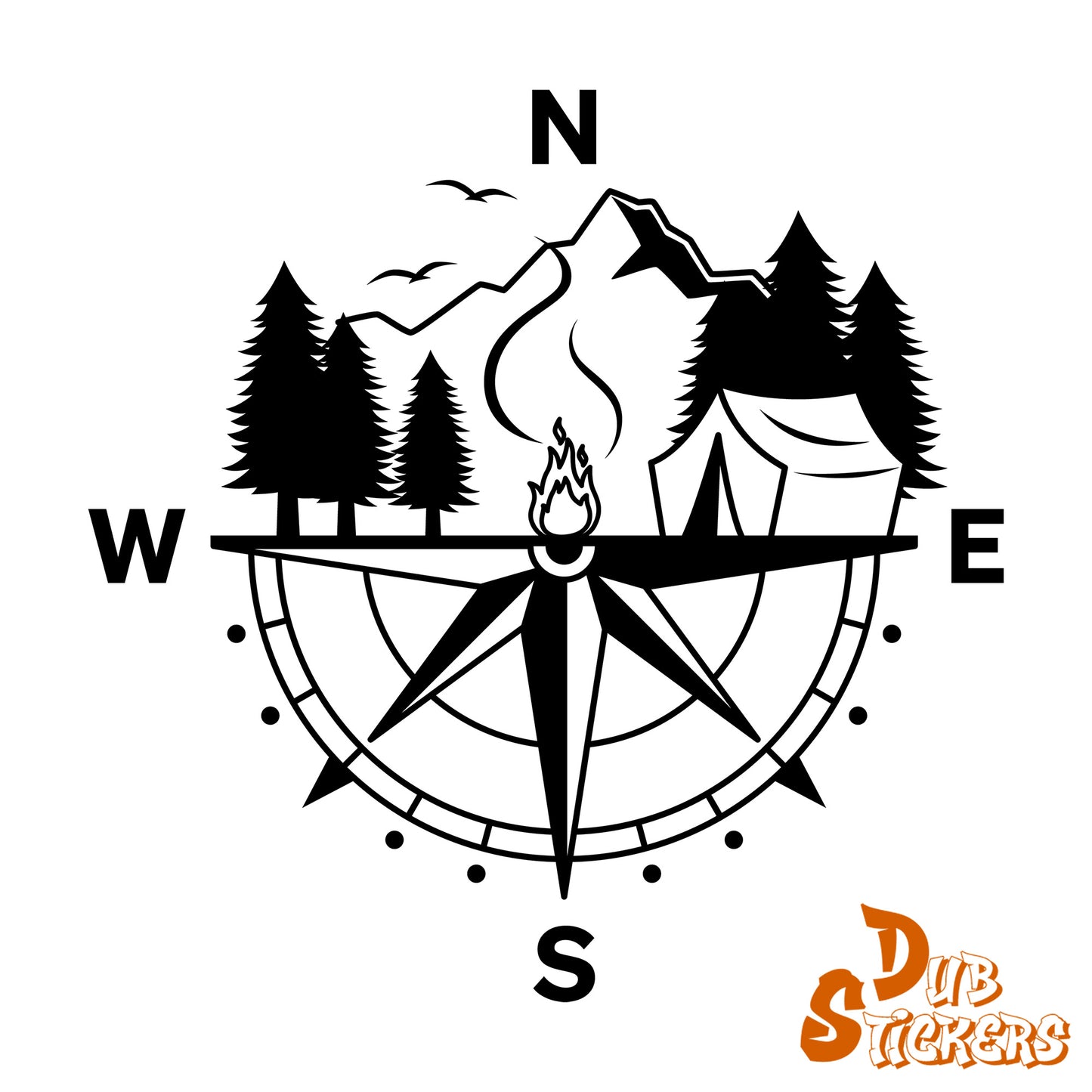 Compass With Mountains Decal