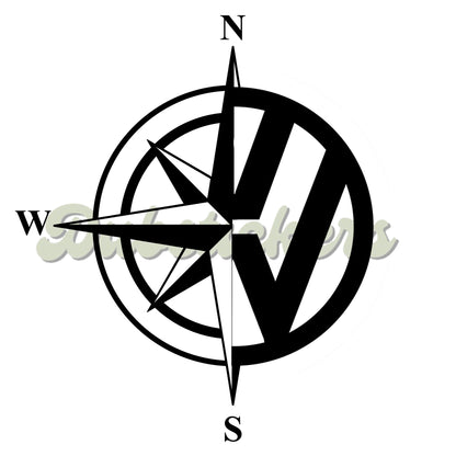 Half Compass Half VW Decal