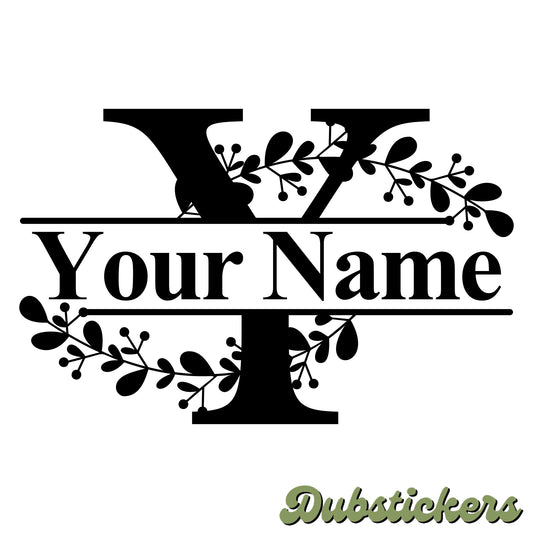 Flower Monogram Name Sign Vinyl Waterproof Decal