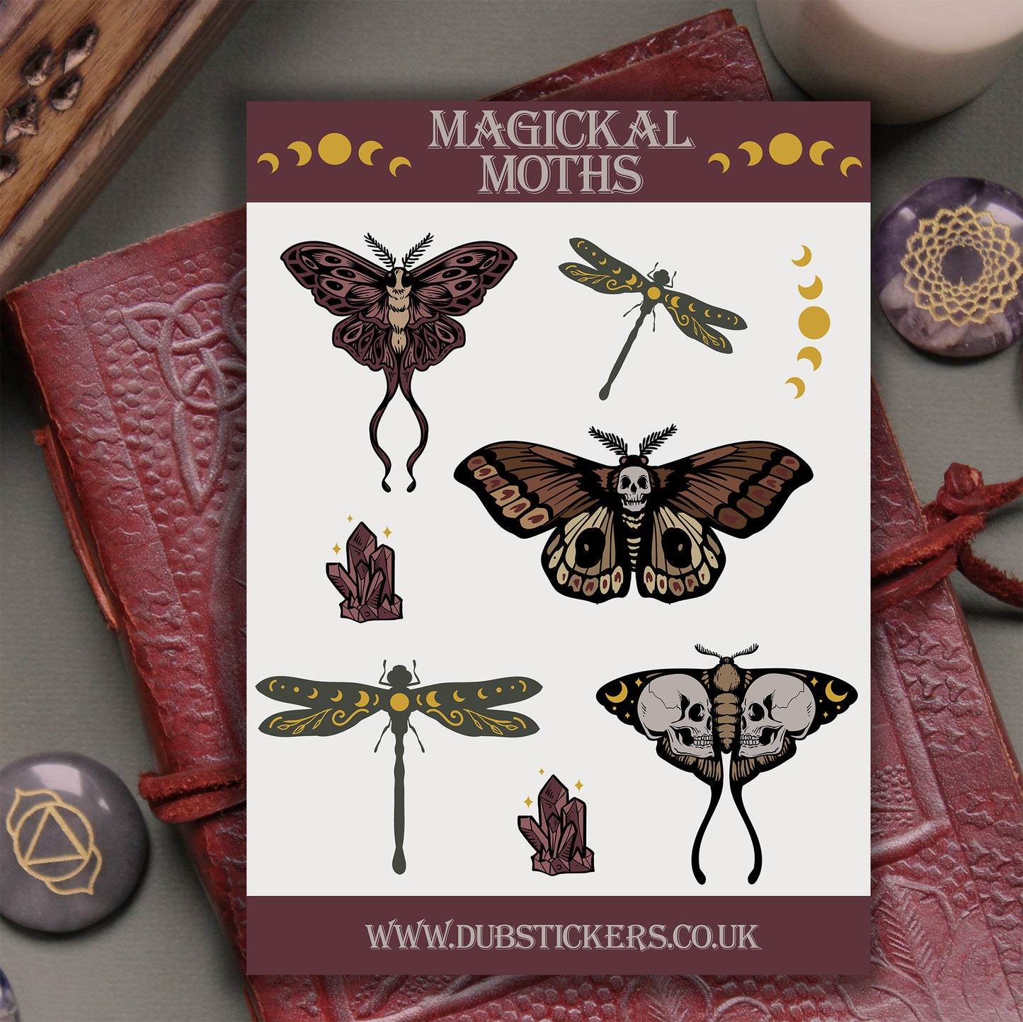 Witchy Magickal Moths Stickers Dark Academia Witch Stickers Wiccan Pagan Grimoire Book of Shadows