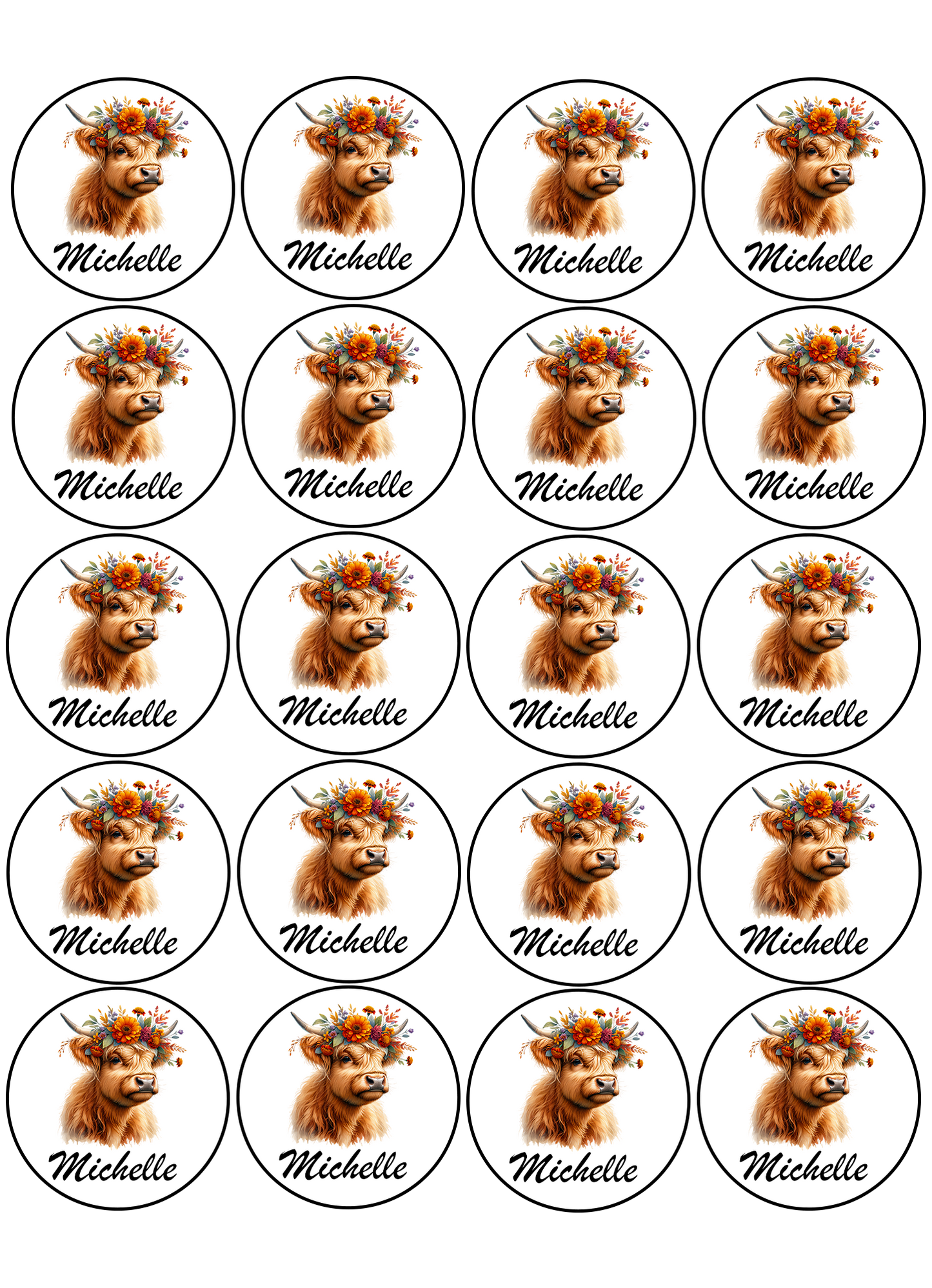 Personalised Highland Cow Labels