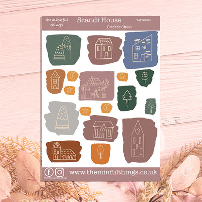 Scandi House Sticker Sheet * A6 Sticker Sheet * Scandinavian Design * Planner Stickers * Matte Stickers * Scrapbooking * Hobonochi *