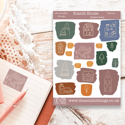 Scandi House Sticker Sheet * A6 Sticker Sheet * Scandinavian Design * Planner Stickers * Matte Stickers * Scrapbooking * Hobonochi *