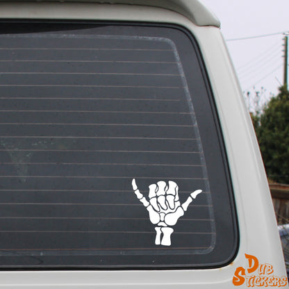 Hang Loose Shaka Skeleton Hand Decal Vinyl Waterpoof Sticker Campervan Laptop Window