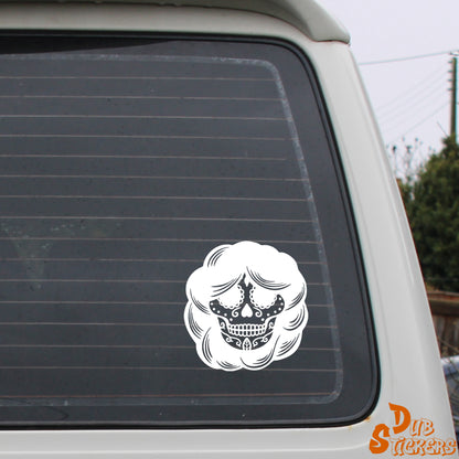 Sugar Skull Day Of The Dead w Hair Decal Vinyl Waterpoof Sticker Campervan Laptop Window