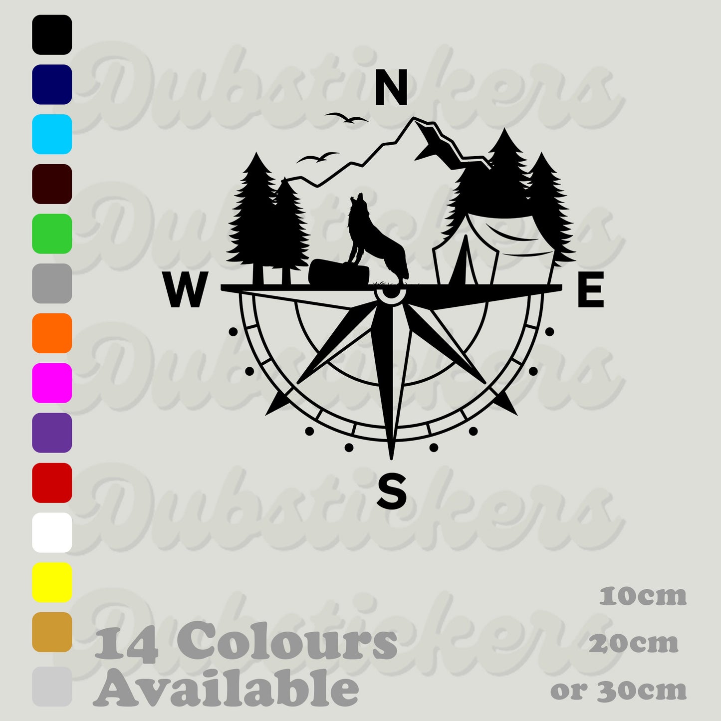 Wolf Compass Decal