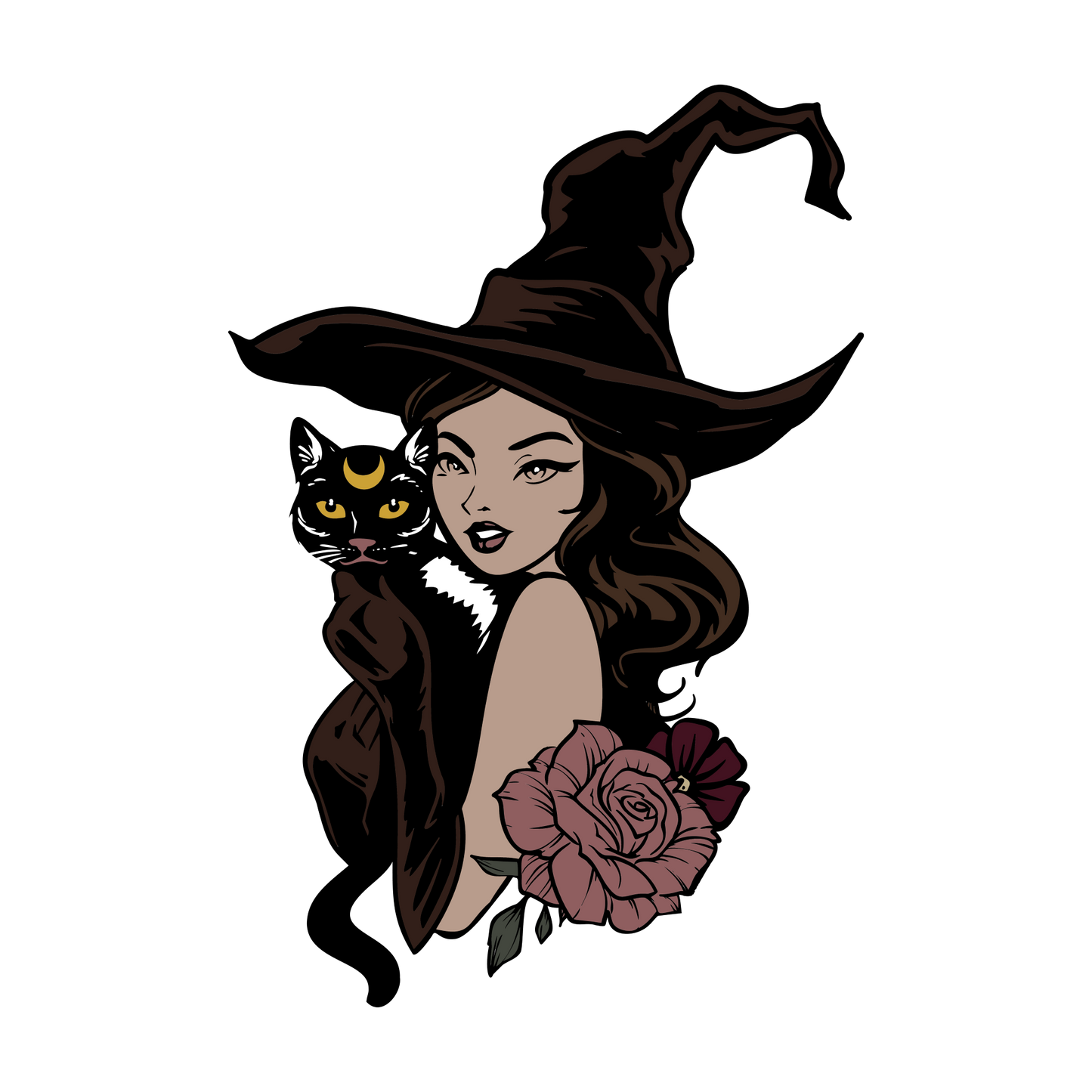 Witch & Cat Vinyl Stickers Magick Dark Academia Fairy Witch