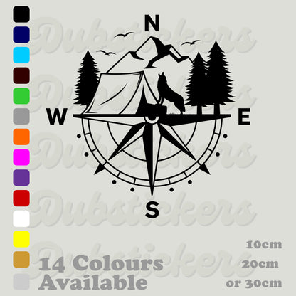 Wolf Compass with Tent Decal